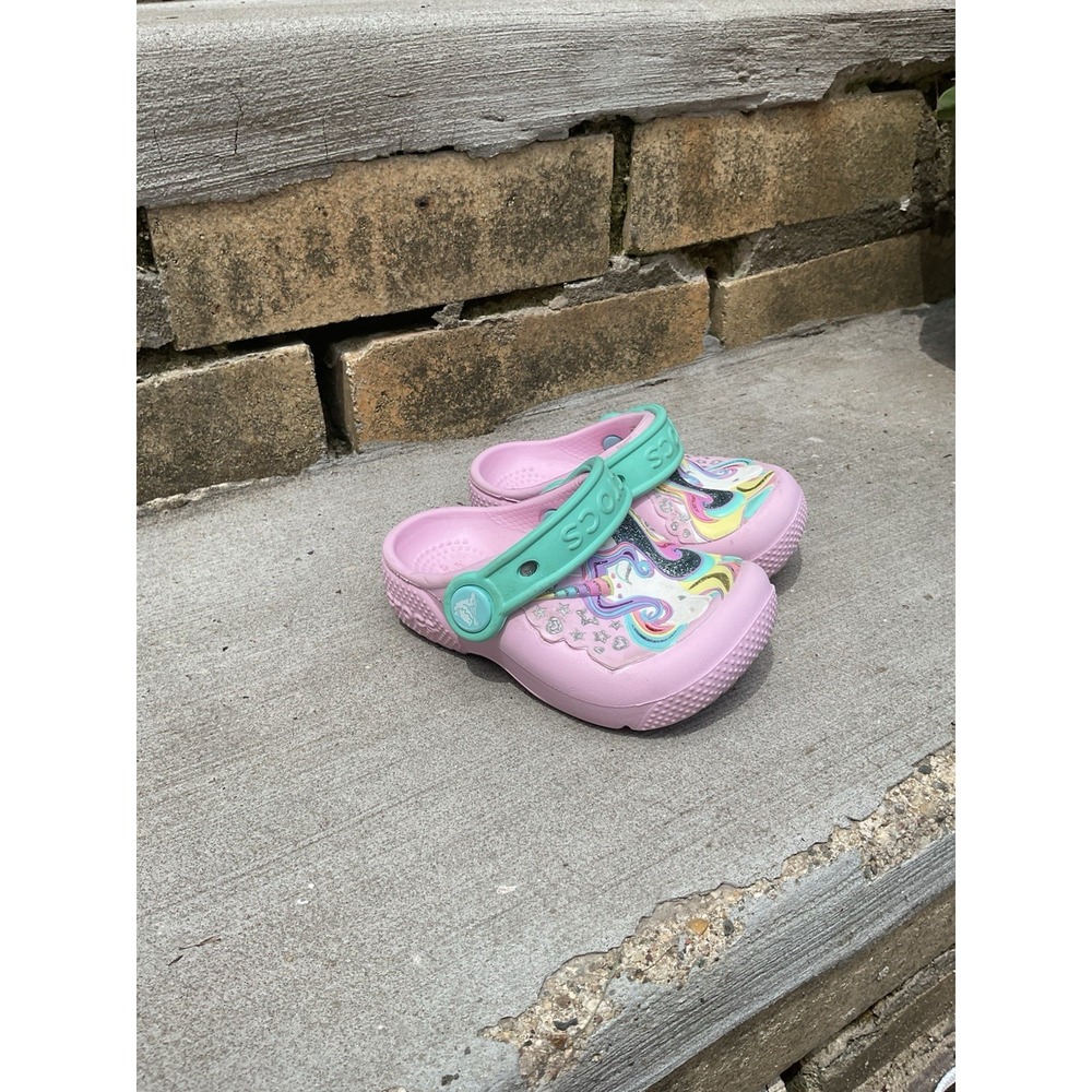 Crocs Girls Fun Lab Glitter Unicorn Slip On Clogs Shoes Purple Size C 5